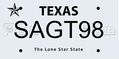 SAGT98 Texas License Plate