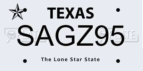 SAGZ95 Texas License Plate