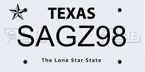 SAGZ98 Texas License Plate