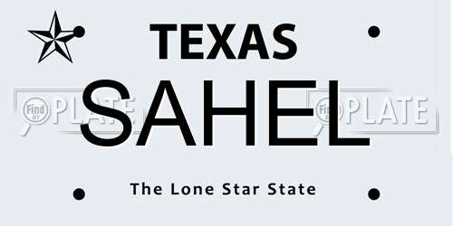SAHEL Texas License Plate