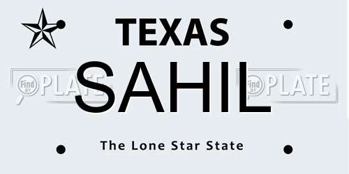 SAHIL Texas License Plate