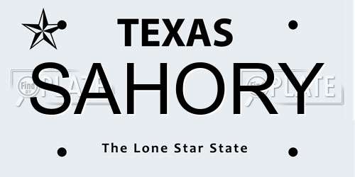 SAHORY Texas License Plate