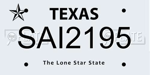 SAI2195 Texas License Plate