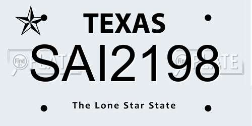 SAI2198 Texas License Plate