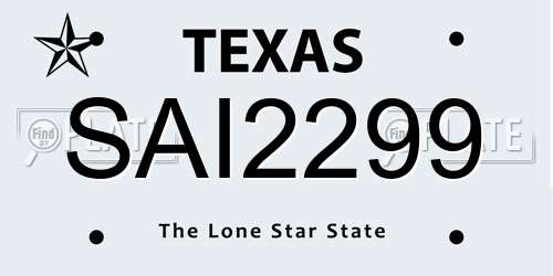 SAI2299 Texas License Plate