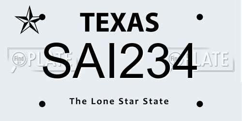 SAI234 Texas License Plate