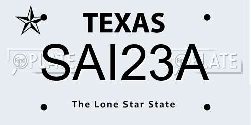 SAI23A Texas License Plate