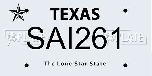 SAI261 Texas License Plate