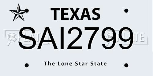 SAI2799 Texas License Plate