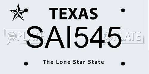 SAI545 Texas License Plate