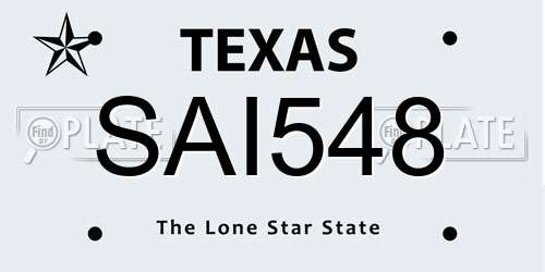 SAI548 Texas License Plate