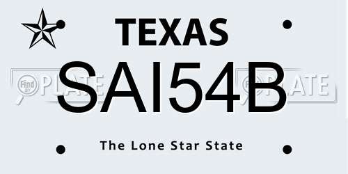 SAI54B Texas License Plate