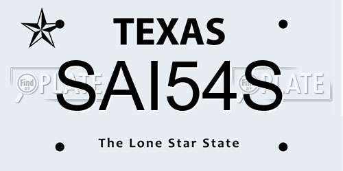 SAI54S Texas License Plate