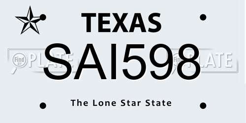 SAI598 Texas License Plate