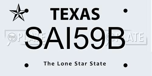 SAI59B Texas License Plate