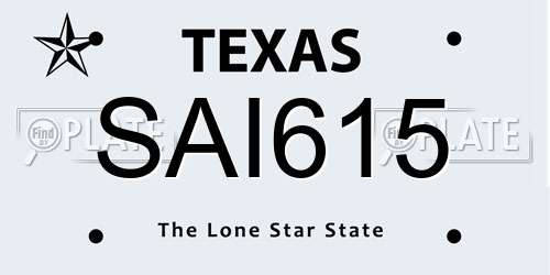 SAI615 Texas License Plate