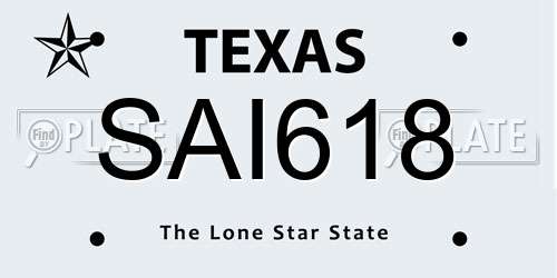 SAI618 Texas License Plate