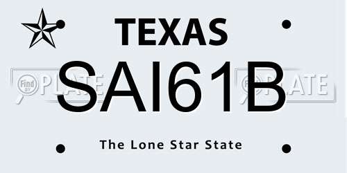 SAI61B Texas License Plate