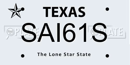 SAI61S Texas License Plate
