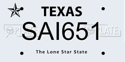 SAI651 Texas License Plate