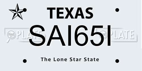 SAI65I Texas License Plate