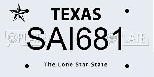 SAI681 Texas License Plate
