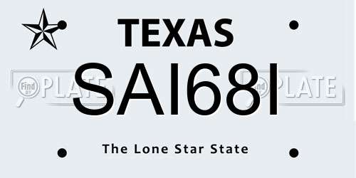 SAI68I Texas License Plate