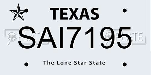 SAI7195 Texas License Plate