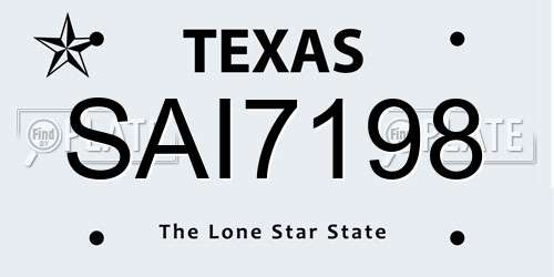 SAI7198 Texas License Plate