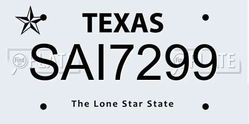 SAI7299 Texas License Plate