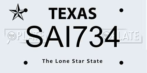 SAI734 Texas License Plate