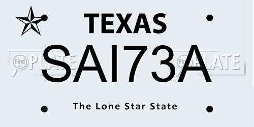 SAI73A Texas License Plate