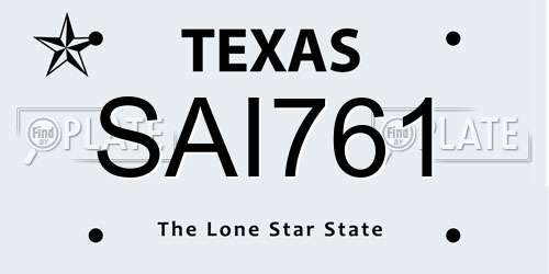 SAI761 Texas License Plate
