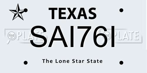 SAI76I Texas License Plate