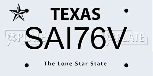 SAI76V Texas License Plate