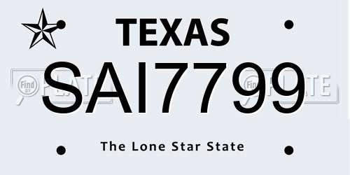 SAI7799 Texas License Plate