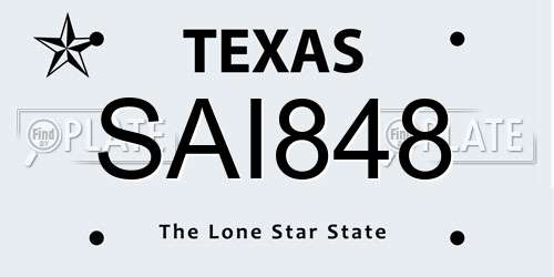 SAI848 Texas License Plate
