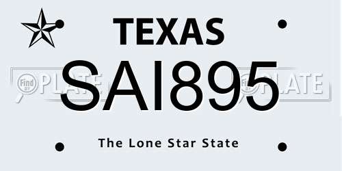 SAI895 Texas License Plate
