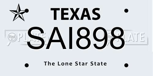 SAI898 Texas License Plate
