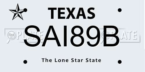 SAI89B Texas License Plate