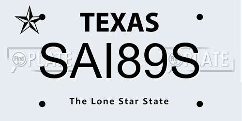 SAI89S Texas License Plate