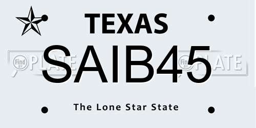 SAIB45 Texas License Plate