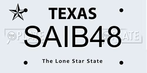 SAIB48 Texas License Plate