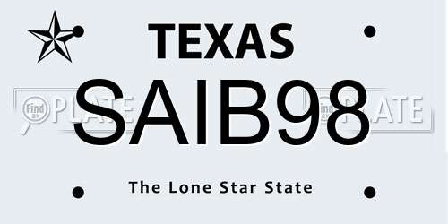 SAIB98 Texas License Plate