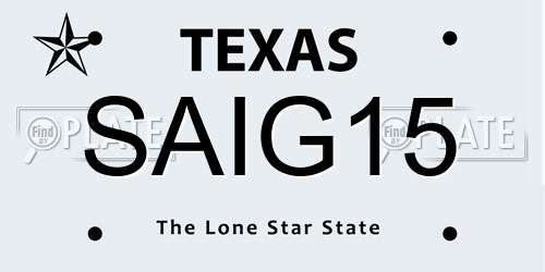 SAIG15 Texas License Plate