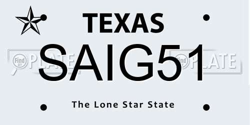 SAIG51 Texas License Plate