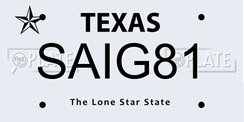 SAIG81 Texas License Plate