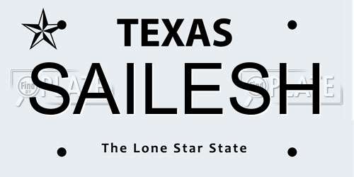 SAILESH Texas License Plate