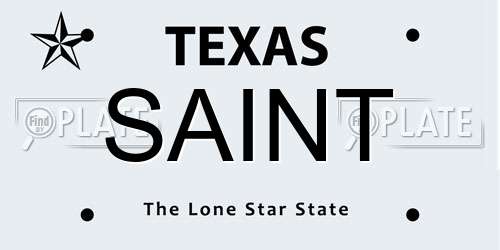 SAINT Texas License Plate