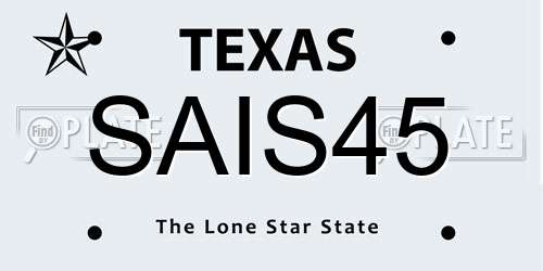 SAIS45 Texas License Plate